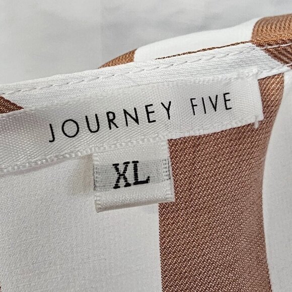 Journey Five Brown White Striped Retro Fit & Flare Dress XL - Picture 11 of 14